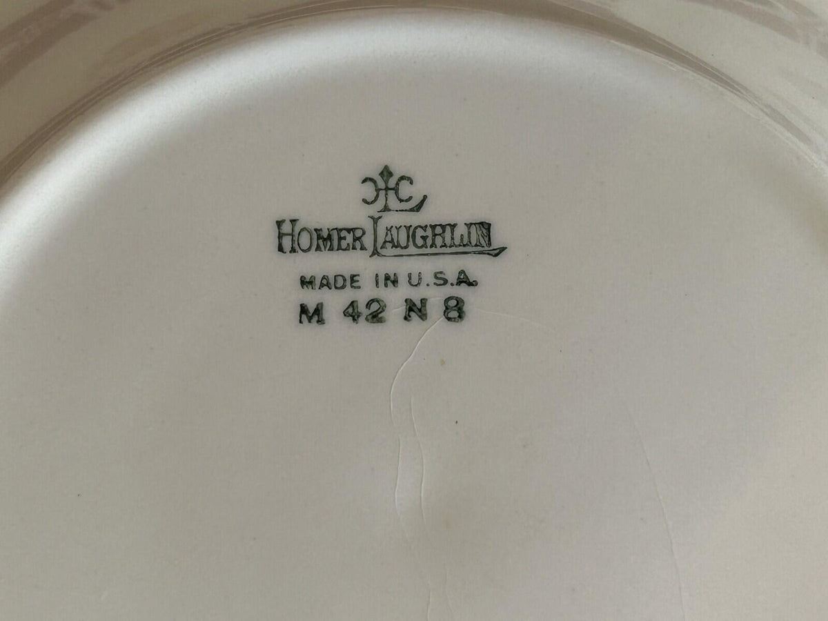 8 Homer Laughlin Piccadilly 7.5” Plates red rim gold floral center 1940s – alternate product view 8 of 15