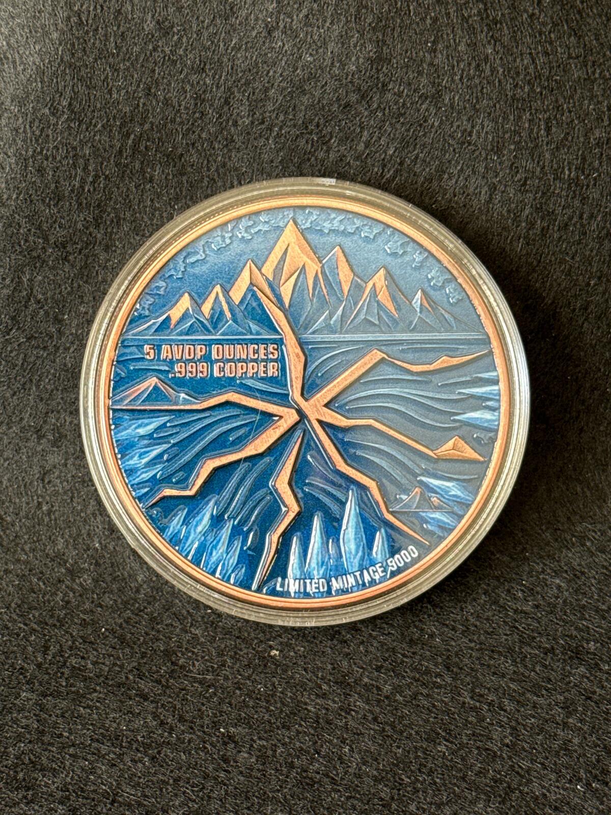 5 oz "Winter's Embrace" Colorized Copper Round - CB26030042