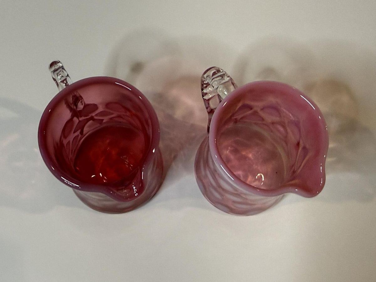 Vintage Fenton Cranberry Opalescent Coin Dot Glass Creamer Pitchers Pair – alternate product view 4 of 6