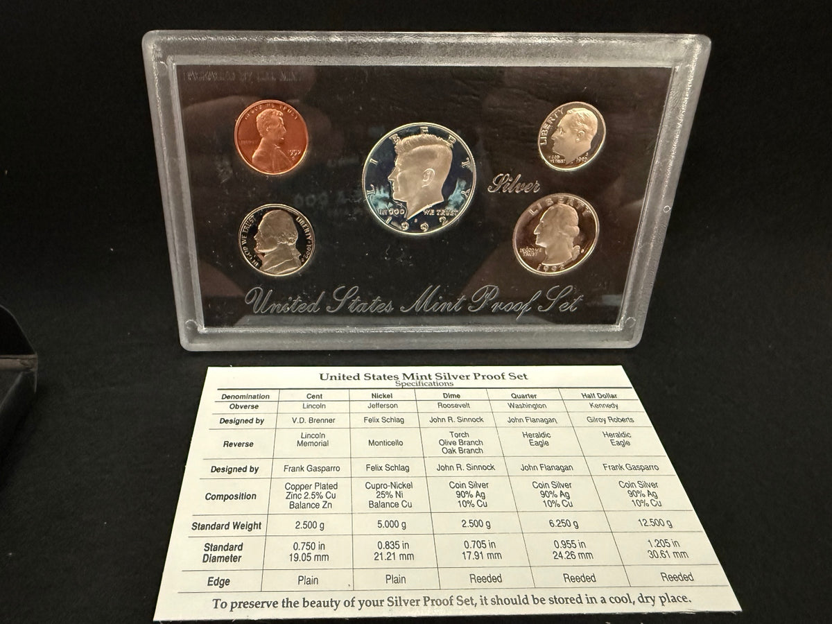 1992 United States Mint Silver Proof Set OGP Box COA 90% Silver Complete – alternate product view 2 of 5