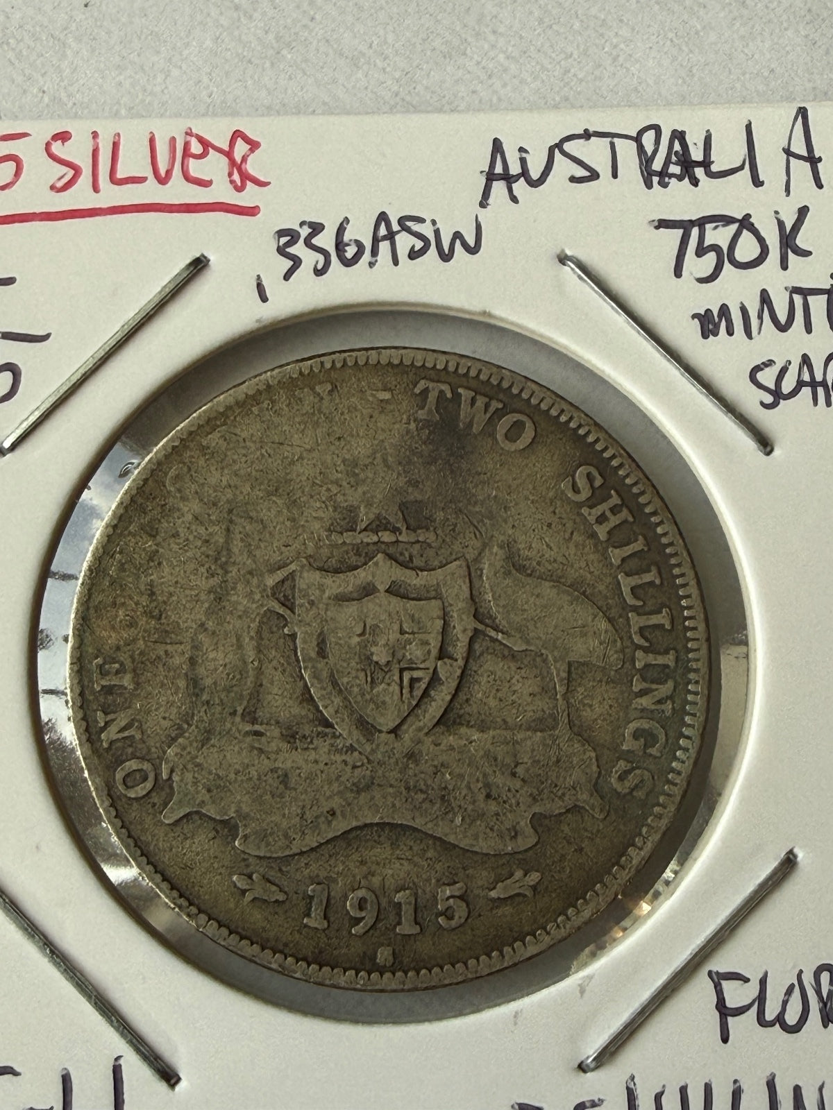 1915-H Australia Florin / Two Shillings Coin — product photograph 2