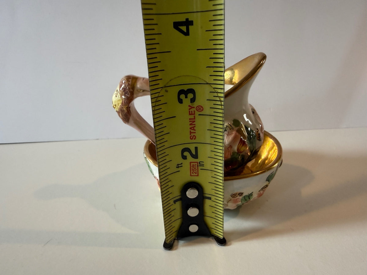 Italian Capodimonte-Style Mini Pitcher & Bowl – Putti & Gilt — product photograph 5