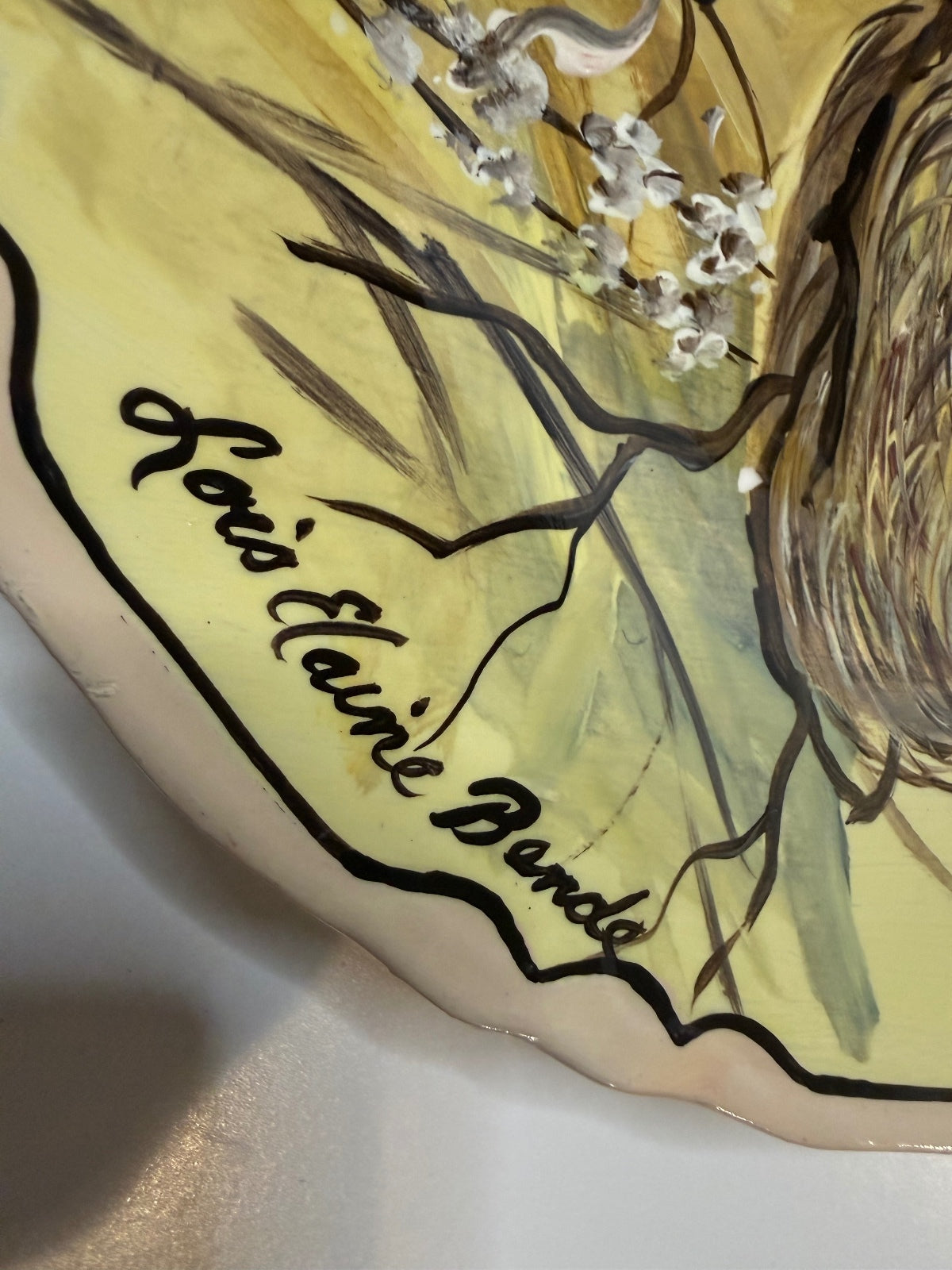 Hand Painted Songbird Nest Chicks Plate Signed Lois Elaine Benda 9” – alternate product view 2 of 8