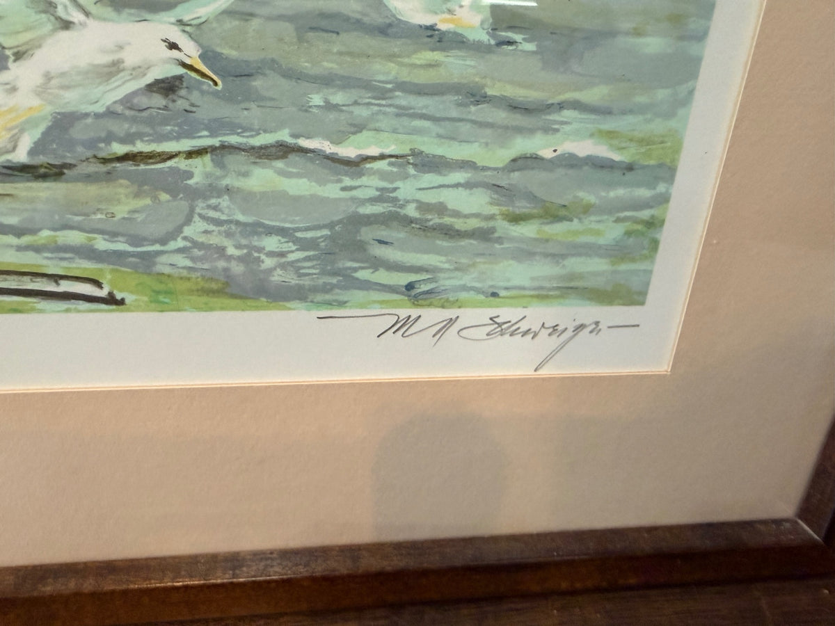 Vintage Signed Limited Edition Maritime Lithograph 69/325 Schooner Harbor COA – alternate product view 6 of 10
