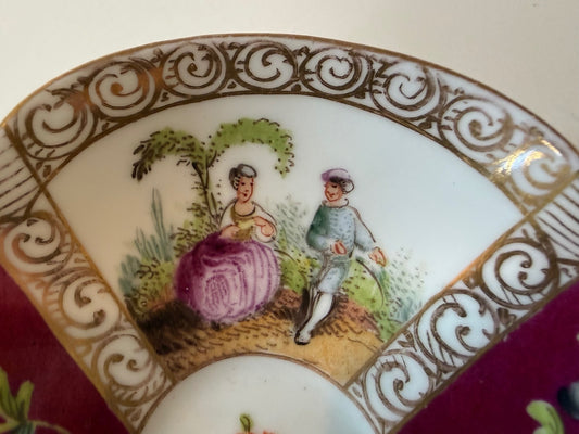 Vintage Dresden Porcelain Bowl – Magenta Courting Scenes — product photograph 2