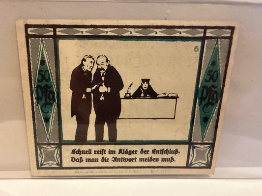 1921 Mülsen St. Jacob Germany 50 Pfennig Notgeld Courtroom Humor Note - 105 – alternate product view 2 of 2