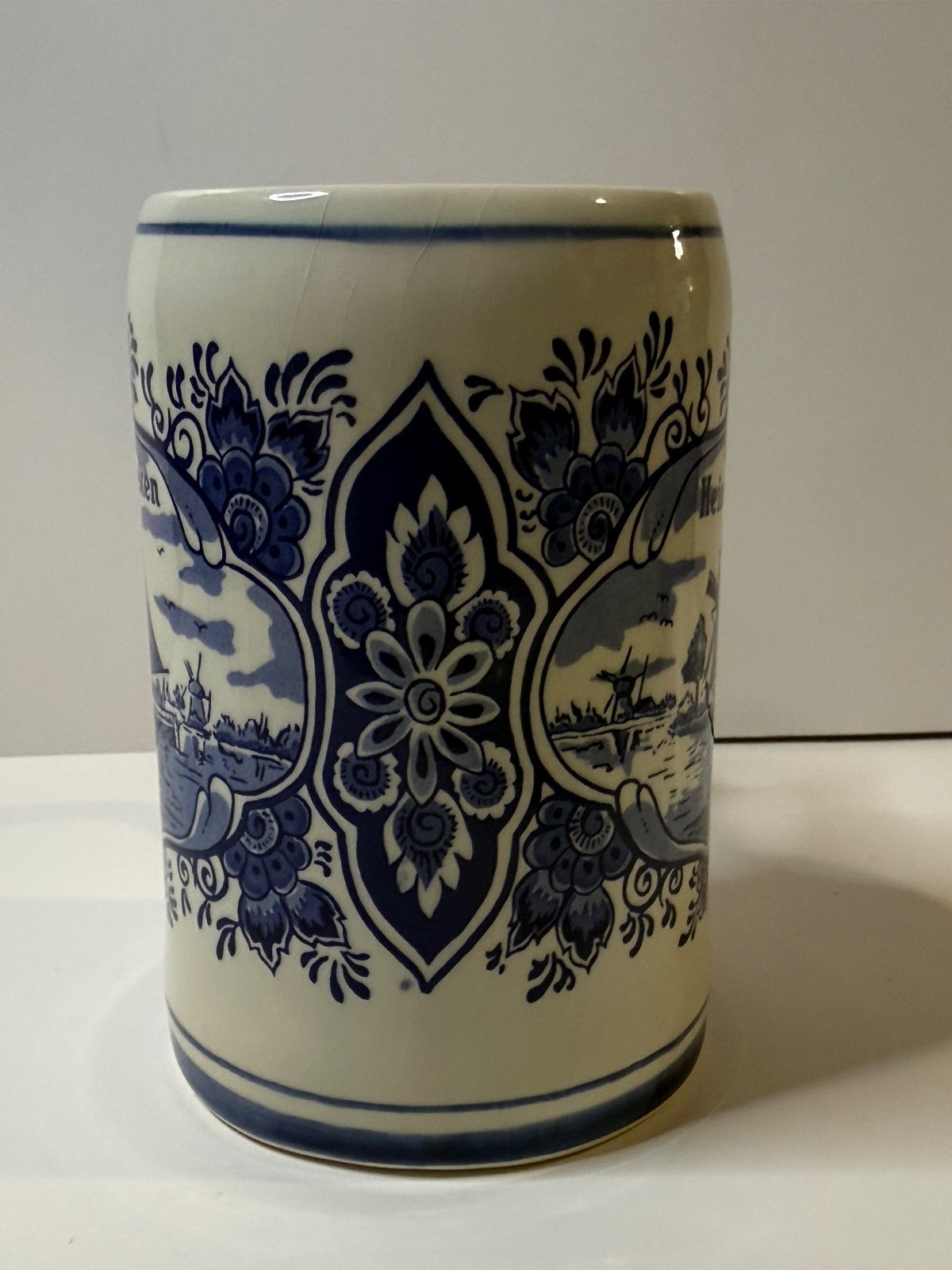 Vintage Heineken Delft Blue Beer Stein Mug Hand Painted Holland Windmill – alternate product view 6 of 8