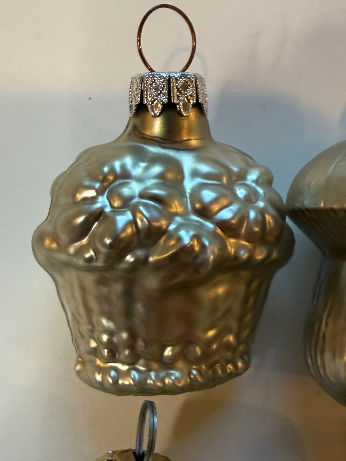 6 Vintage Germany Glass Christmas Ornaments Mushrooms Walnuts Basket – alternate product view 2 of 14