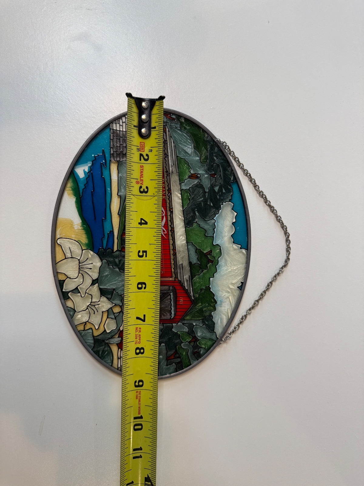 Vintage Coca-Cola Covered Bridge Faux Stained Glass Wall Hanging