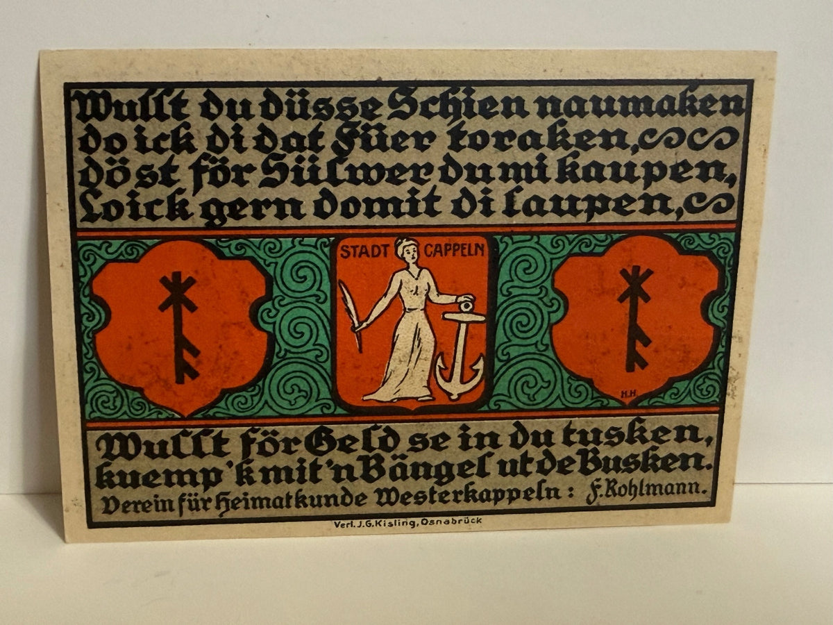 1922 Westerkappeln Germany 1 Mark Notgeld – Second Heimat Day - 99