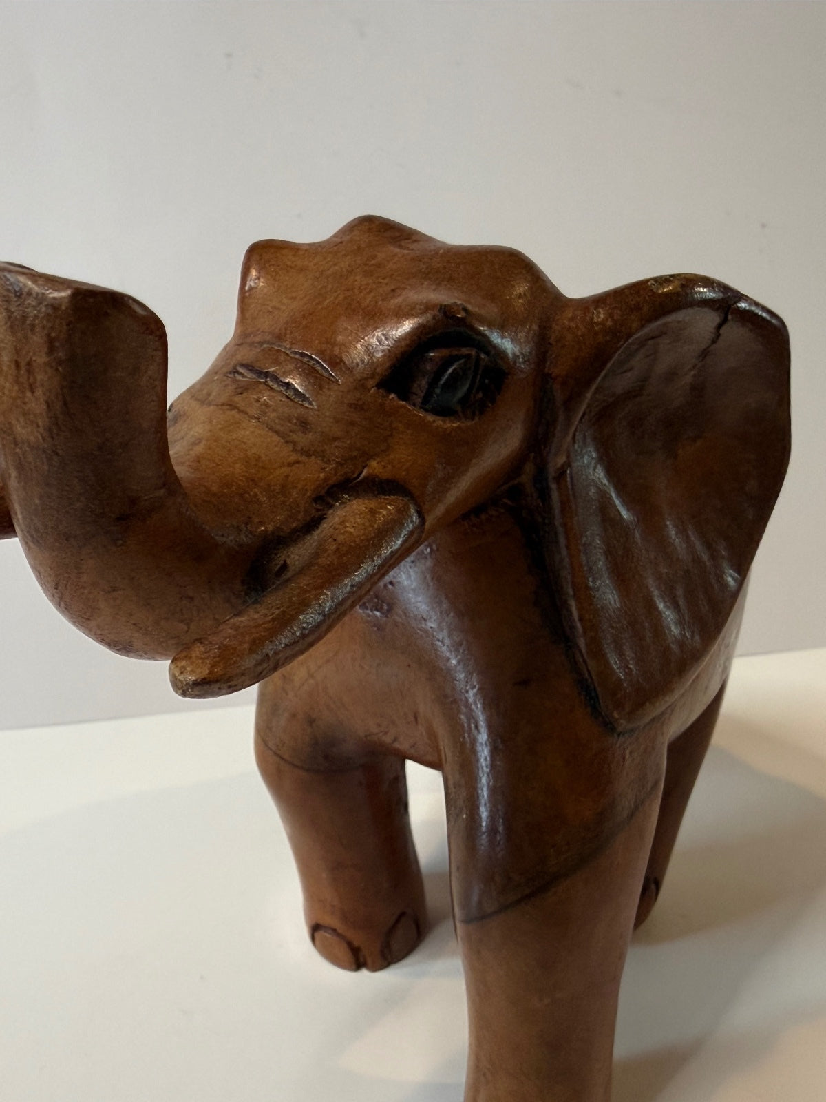 Jamaica Hand Carved Wood Elephant Sculpture 10” Folk Art