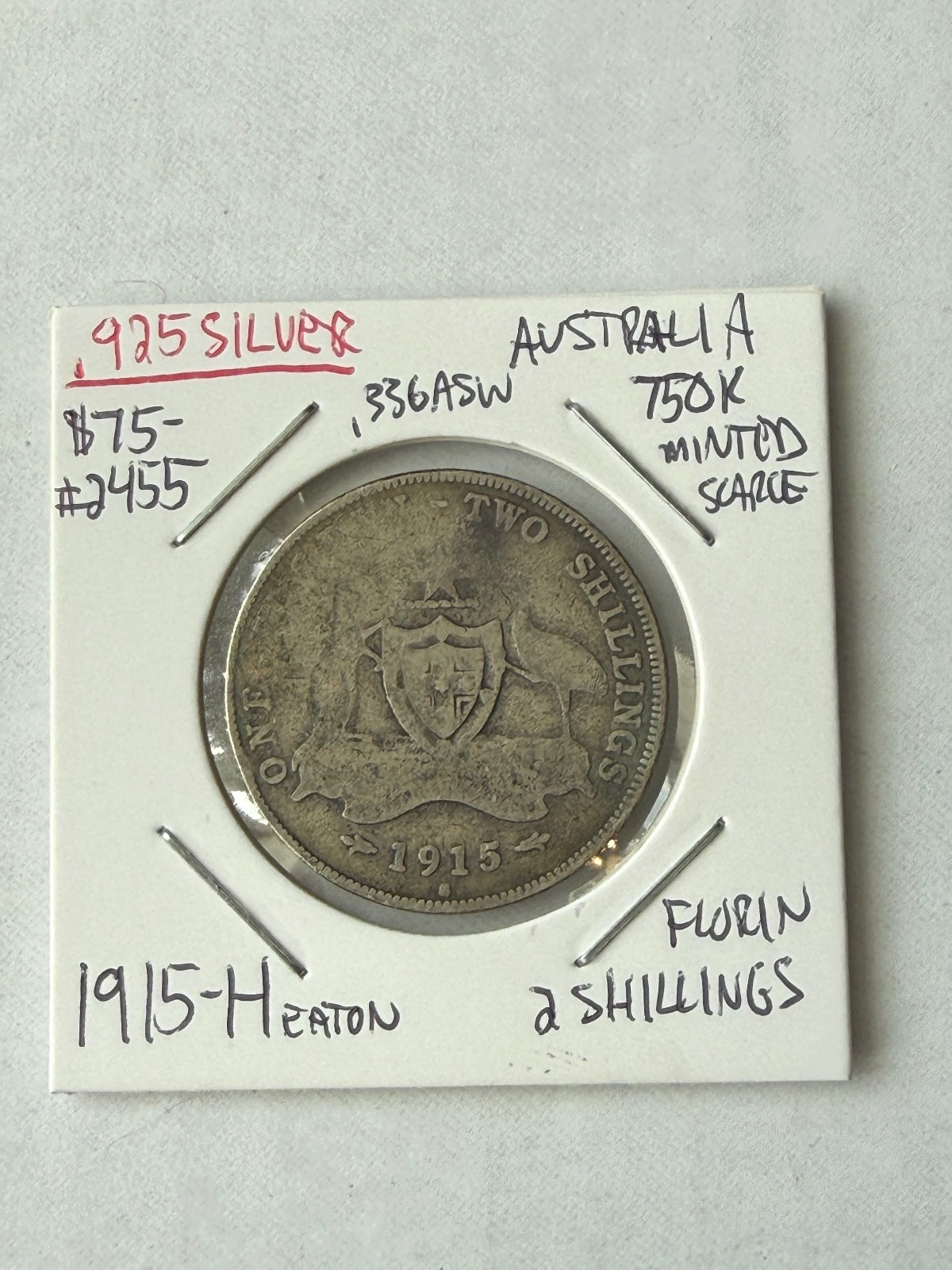 1915-H Australia Florin / Two Shillings Coin — product photograph 1