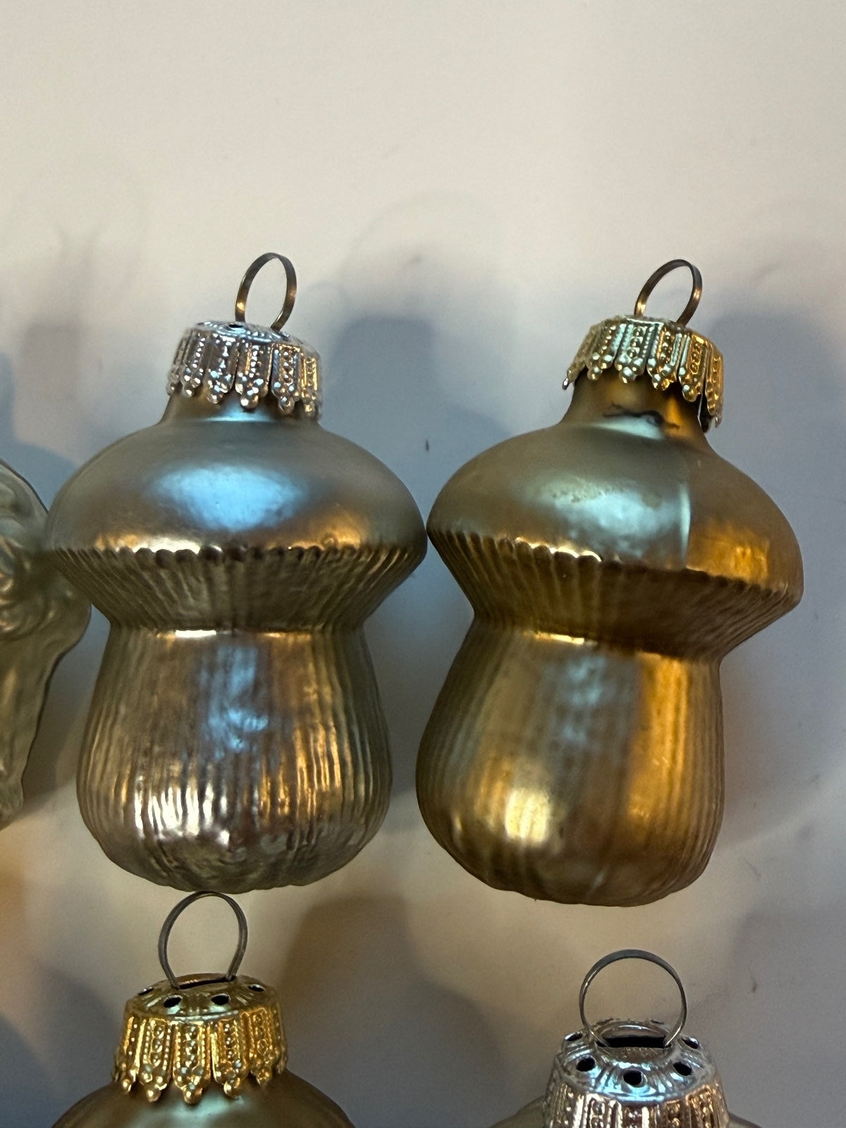 6 Vintage Germany Glass Christmas Ornaments Mushrooms Walnuts Basket – alternate product view 3 of 14