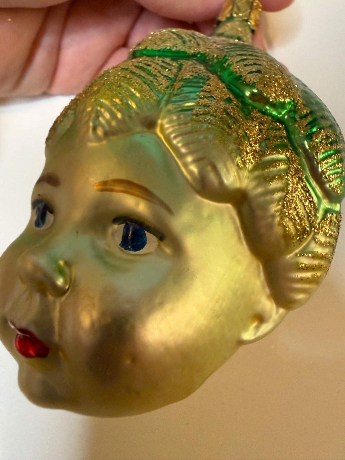 Vintage Inge Glas Lady Face Ornament Star Crown Germany Glass Glitter – alternate product view 8 of 8