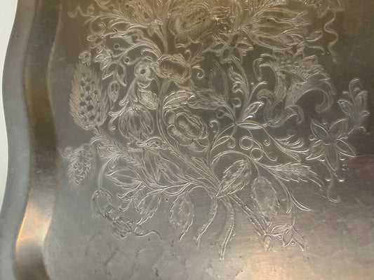 Vintage Wilson Special Brooklyn NY Aluminum Serving Tray Engraved Floral – alternate product view 2 of 6