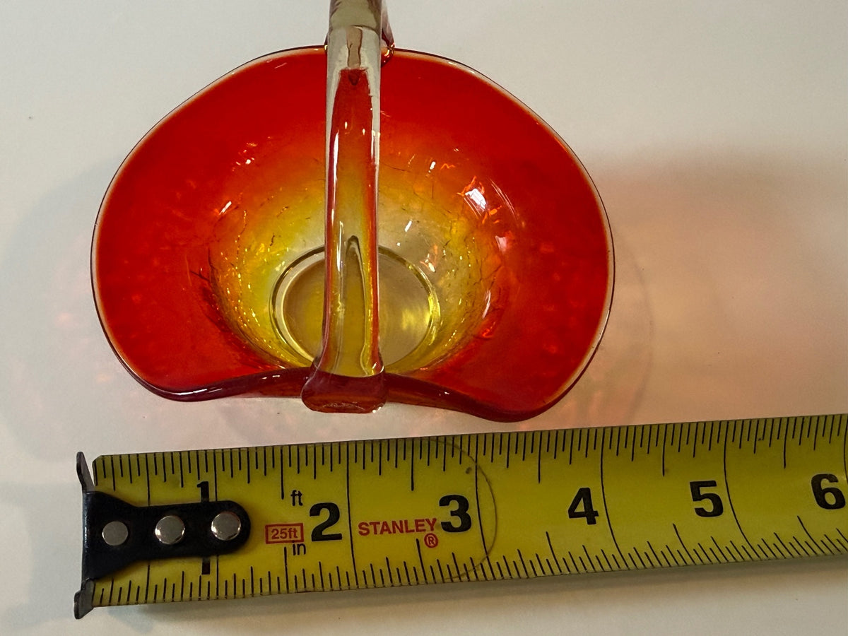 Vintage Amberina Crackle Glass Basket – Likely Kanawha — product photograph 4