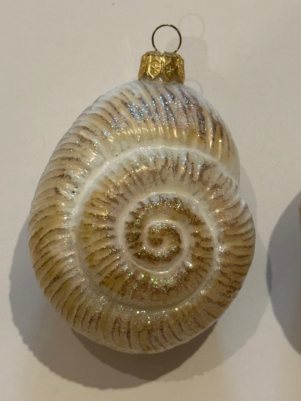 Vintage Poland Glass Seashell Christmas Ornaments Conch Spiral Shell Set 2 – alternate product view 2 of 9