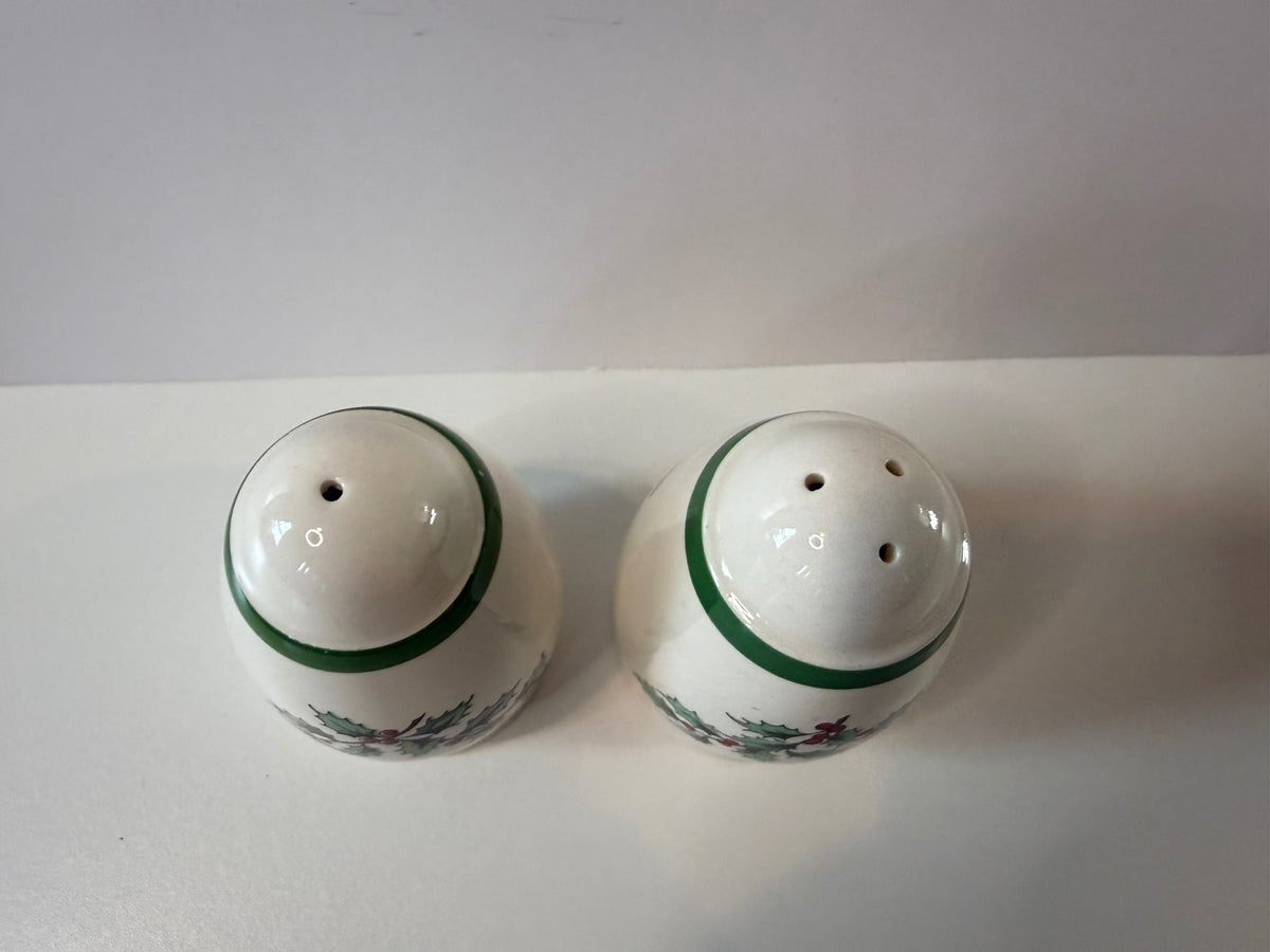 Vintage Spode Christmas Tree Egg-Shaped Salt & Pepper Shakers - Made in England