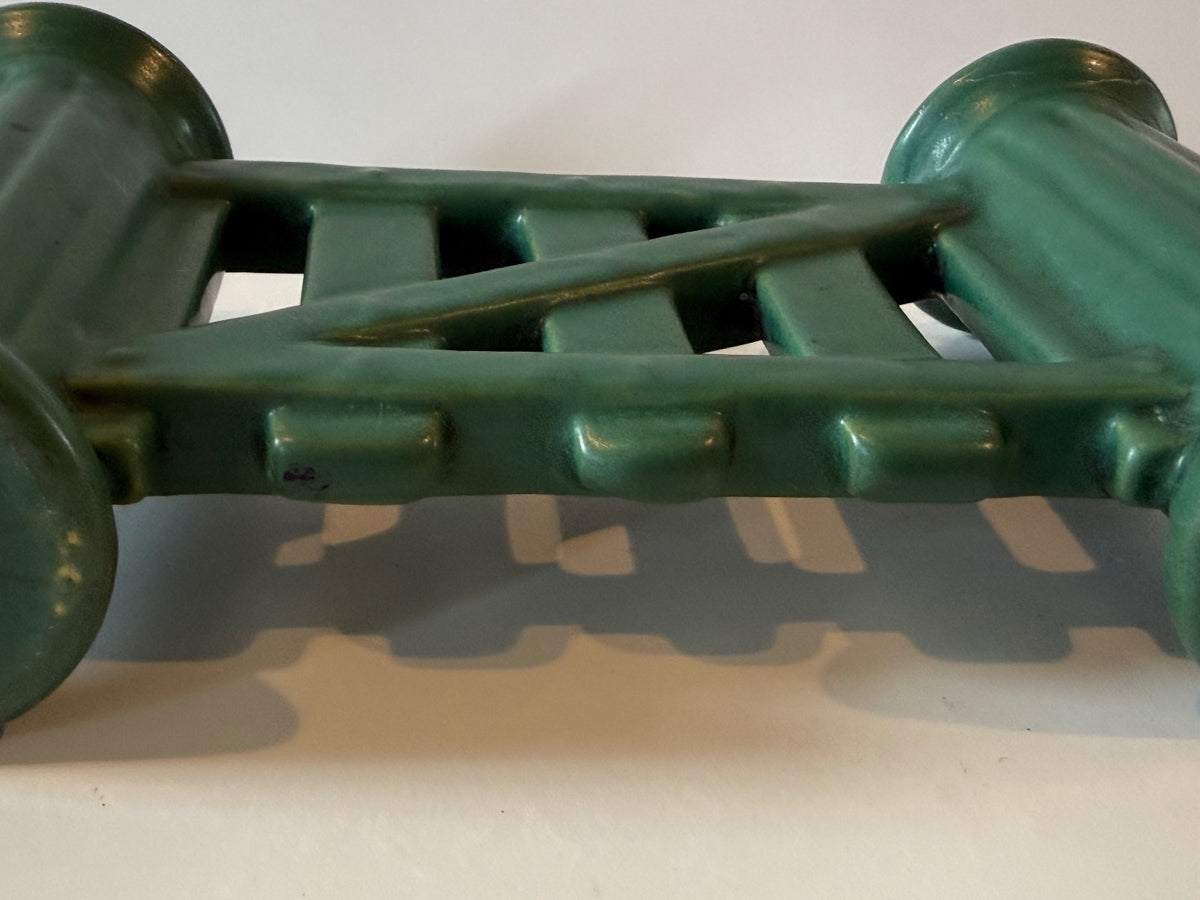 Antique Roseville Matte Green Gate Double Bud Vase — product photograph 10