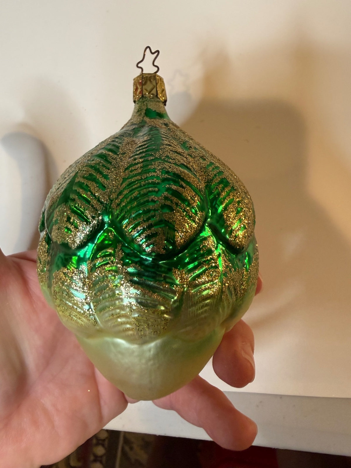 Vintage Inge Glas Lady Face Ornament Star Crown Germany Glass Glitter – alternate product view 4 of 8