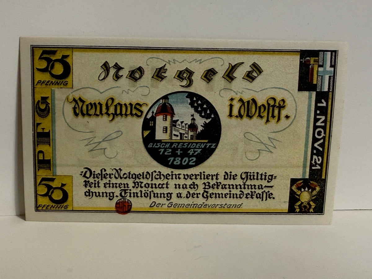 1921 Neuhaus Westfalen 50 Pfennig Notgeld – Amsterdam Vienna Postal Theme - 246