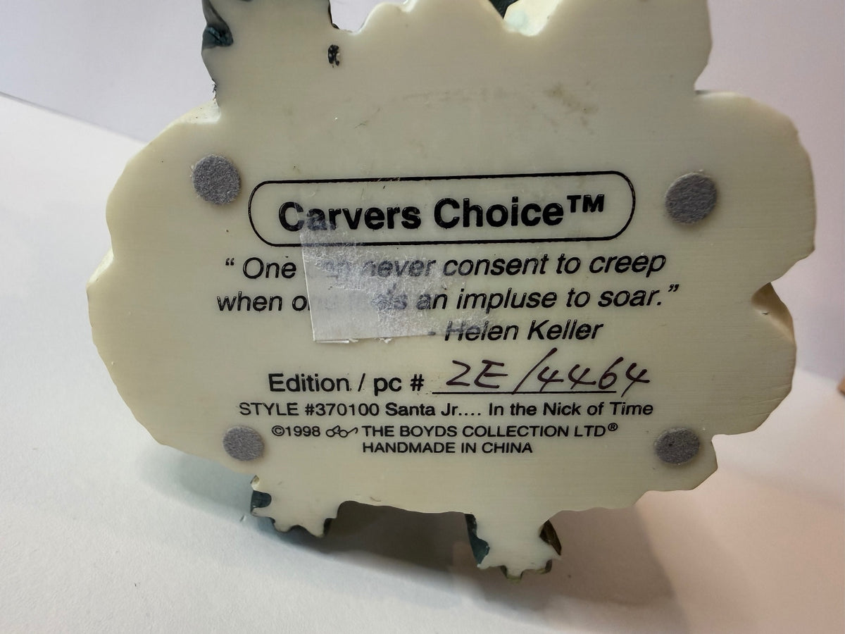 Vintage 1998 Boyds Carvers Choice "Santa Jr. In the Nick of Time" Figurine w/Box
