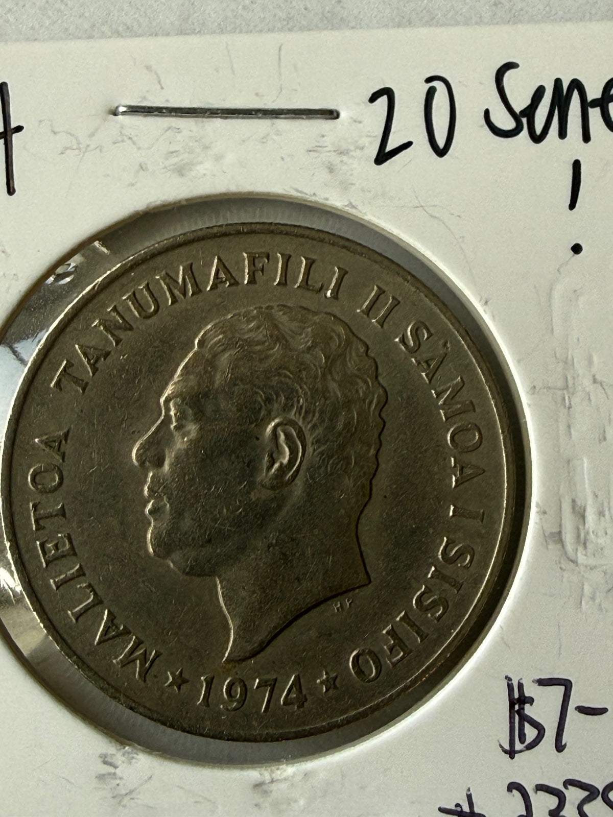 1974 Samoa 20 Sene Coin — product photograph 2