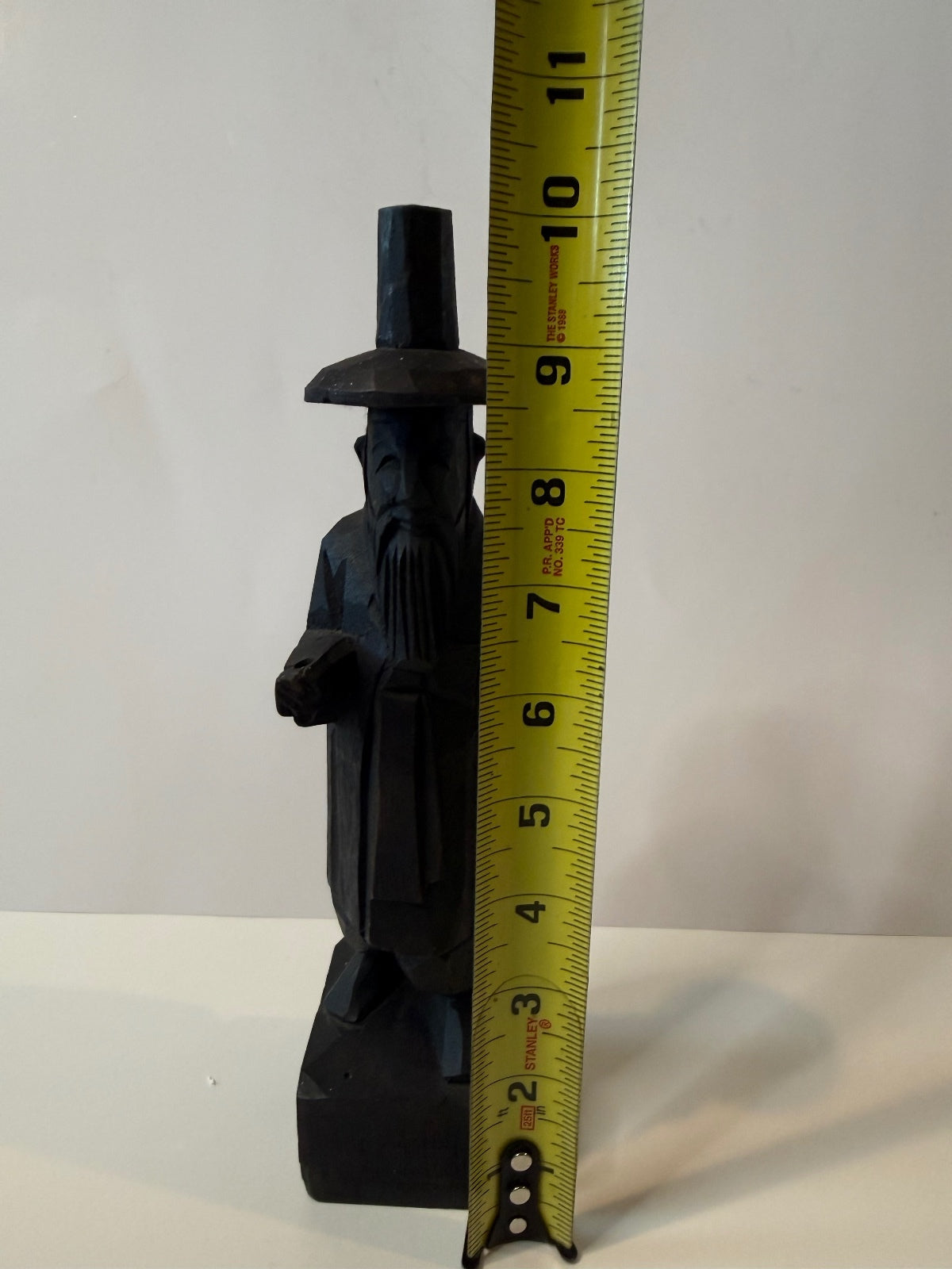 Vintage Hand Carved Wood Folk Art Bearded Man Puritan Colonial Figure 10”