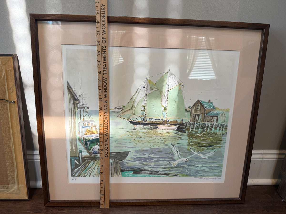 Vintage Signed Limited Edition Maritime Lithograph 69/325 Schooner Harbor COA – alternate product view 8 of 10