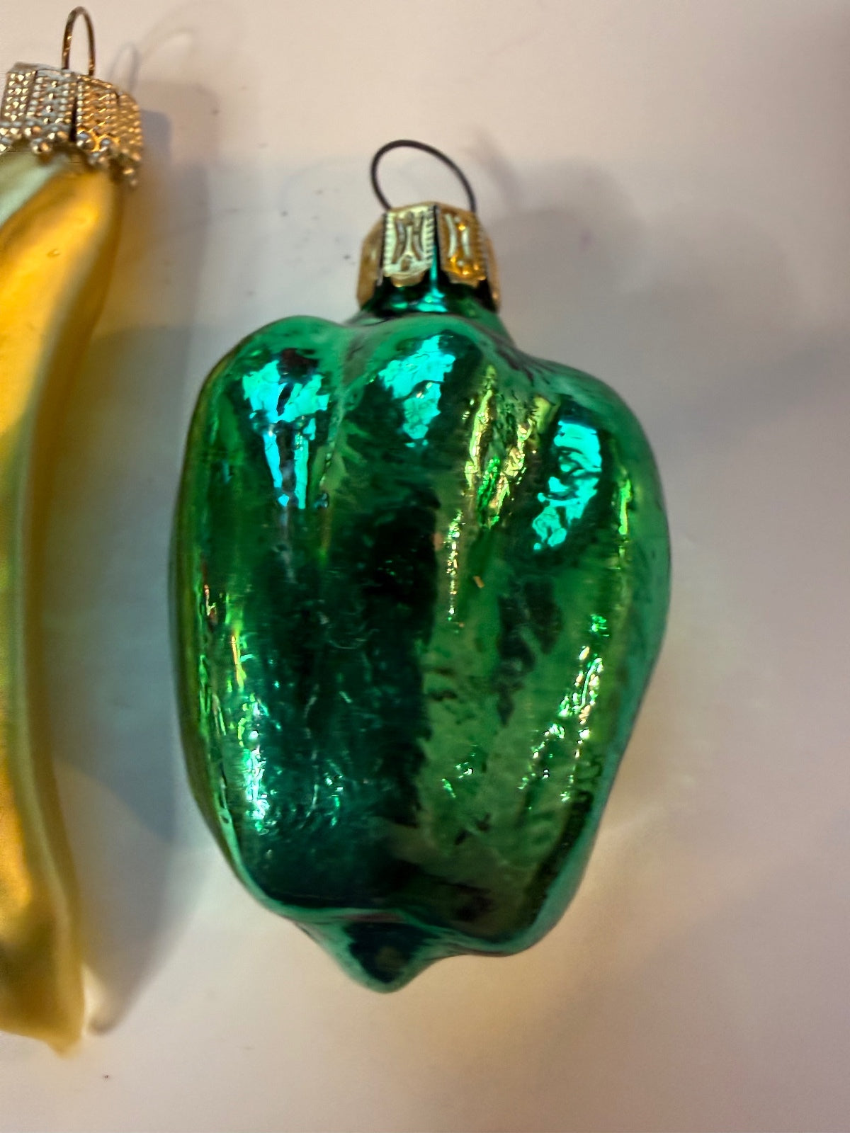 3 Vintage Germany Glass Vegetable Christmas Ornaments Banana Pickle Pepper – alternate product view 3 of 13