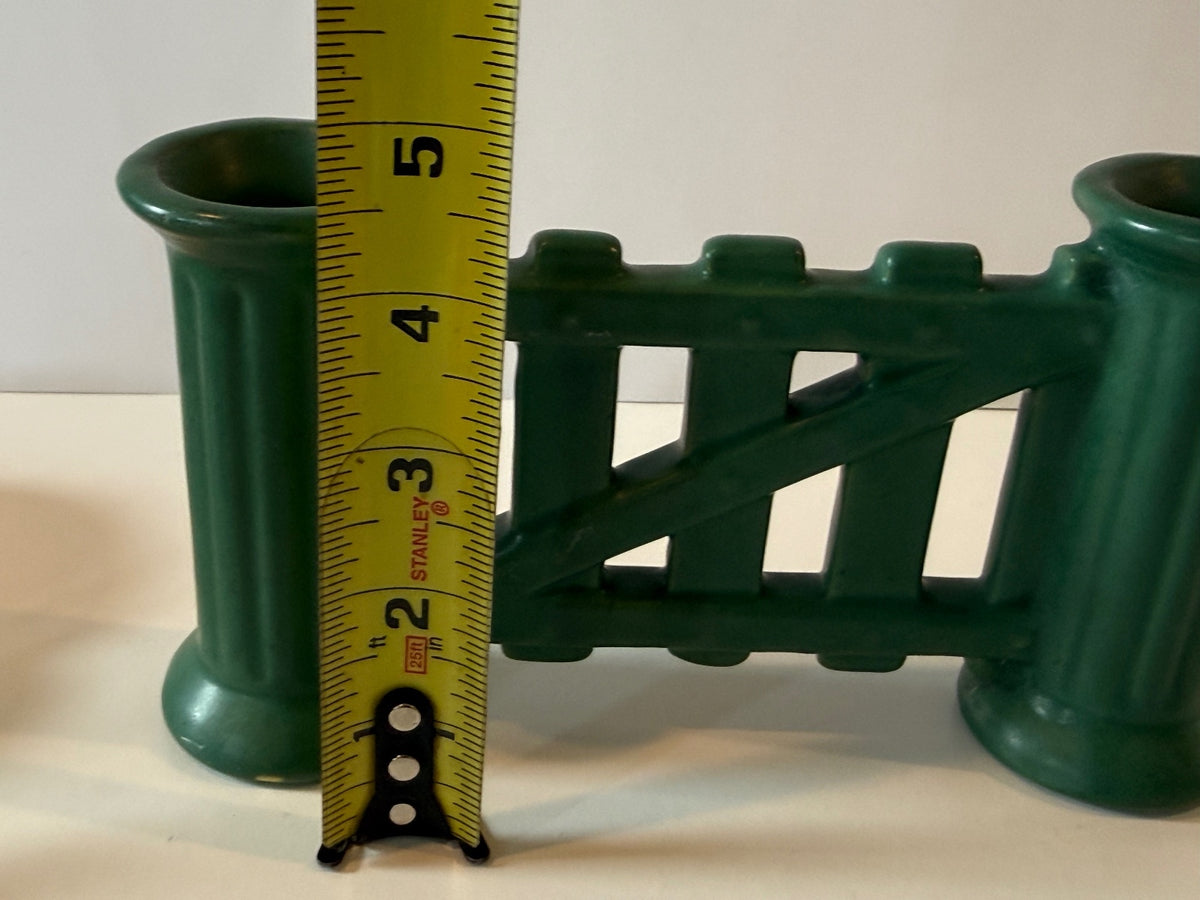 Antique Roseville Matte Green Gate Double Bud Vase — product photograph 8