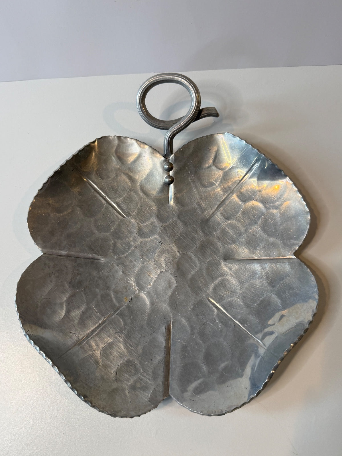 Vintage Buenilum Hand Wrought Aluminum Clover Serving Tray MCM