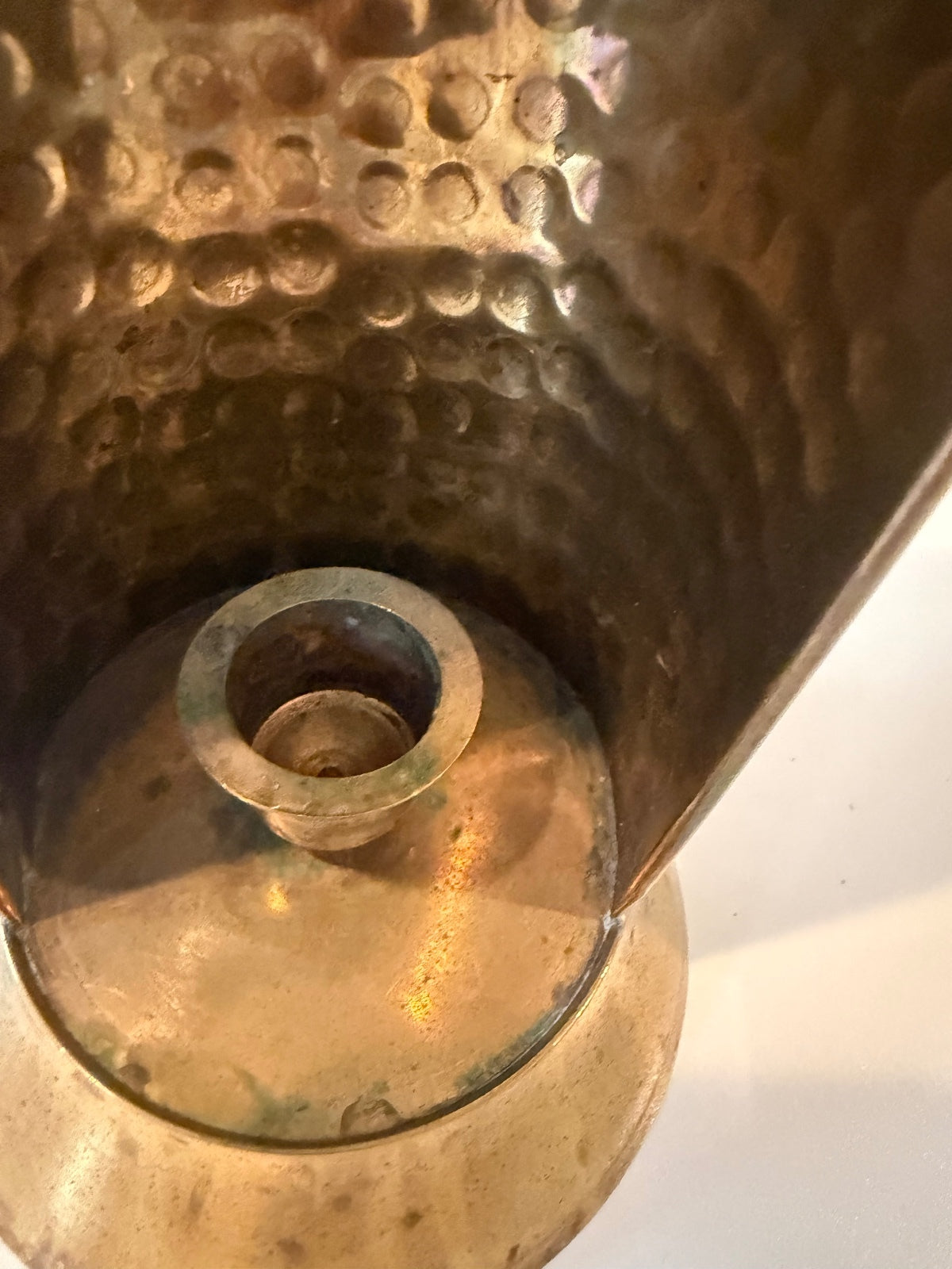 Vintage India Hammered Brass Wall Candle Sconce Taper Holder 9” MCM Boho – alternate product view 4 of 10