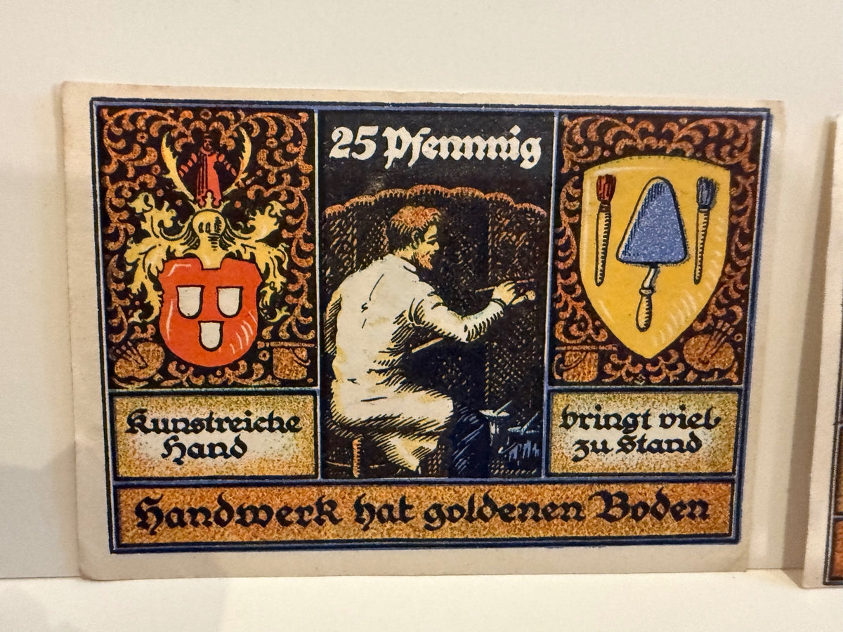 1921 Germany Schötzenau Notgeld Lot 3 Notes 25 & 50 Pfennig Handwerk – alternate product view 2 of 8