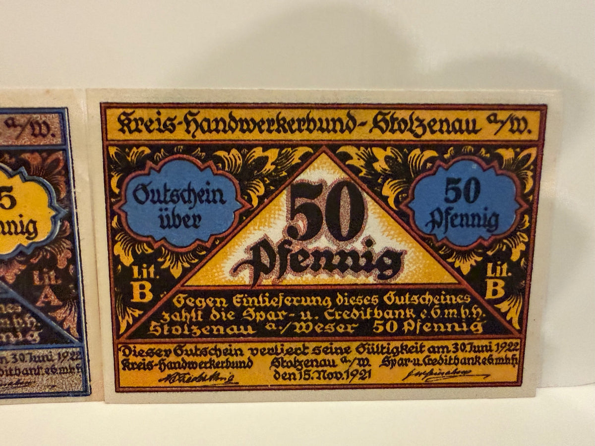 1921 Germany Schötzenau Notgeld Lot 3 Notes 25 & 50 Pfennig Handwerk – alternate product view 8 of 8
