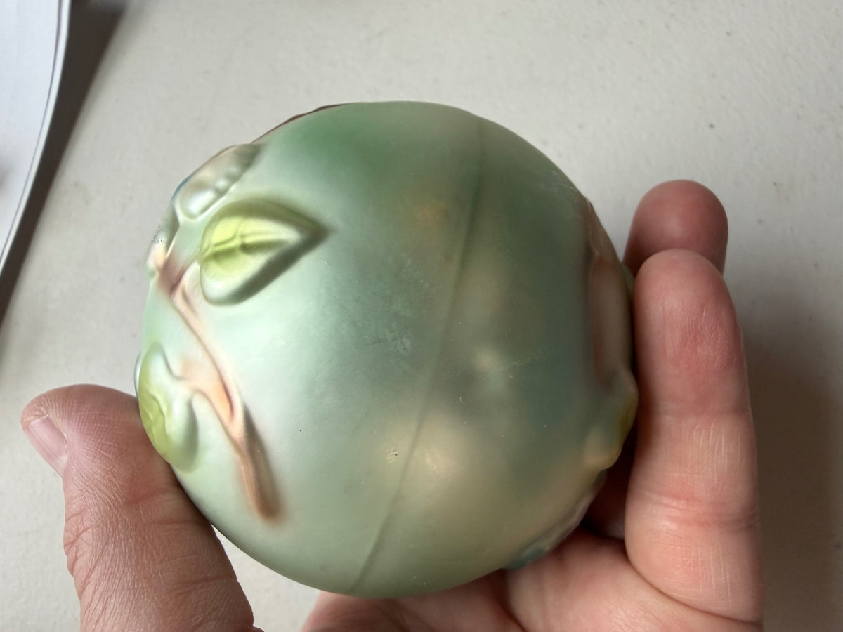 Vintage Krebs & Sohn Germany Glass Floral Christmas Ornament Green 4”
