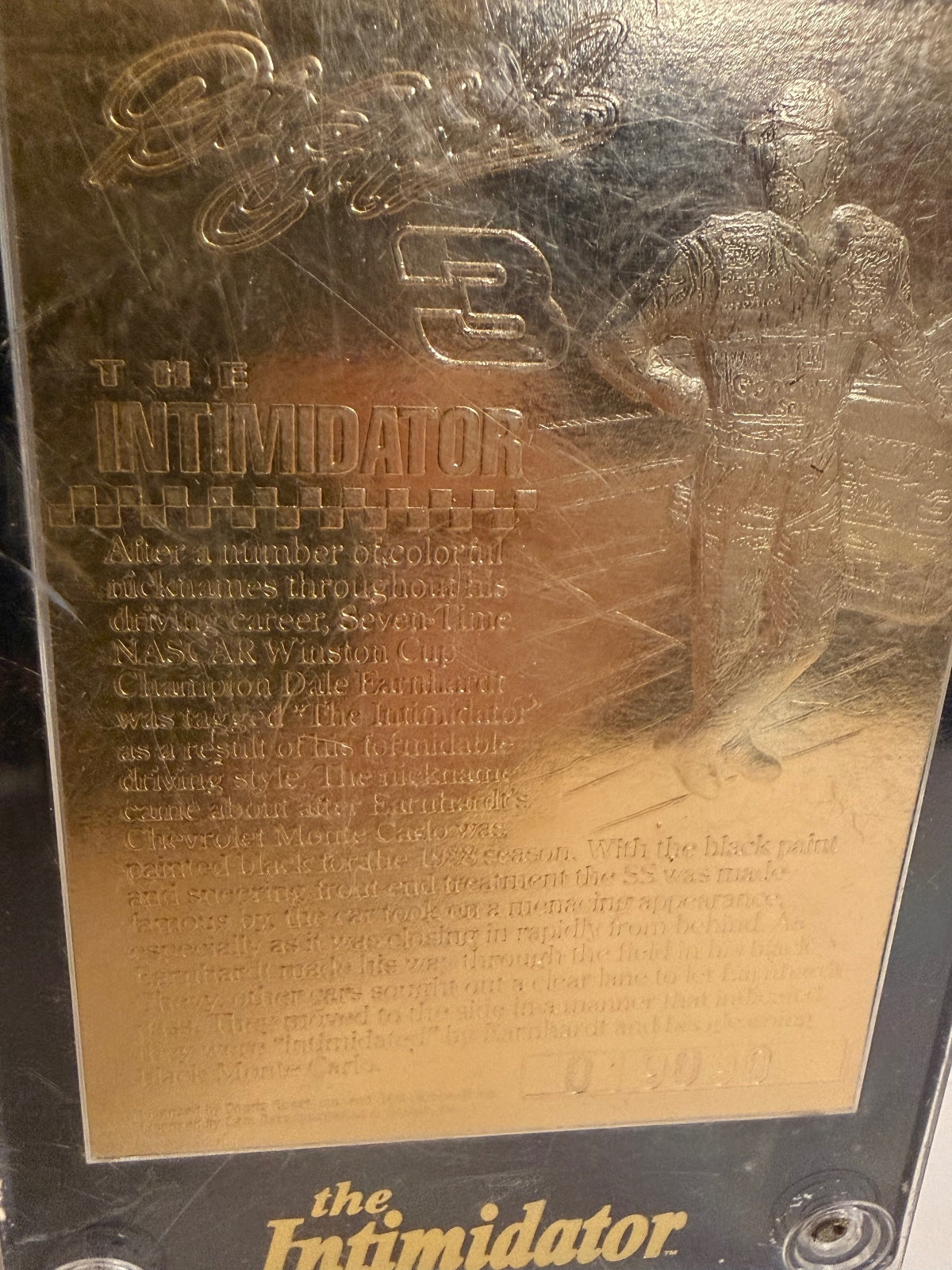 Dale Earnhardt Sr. #3 The Intimidator Gold Performance 22K Gold NASCAR Plaque