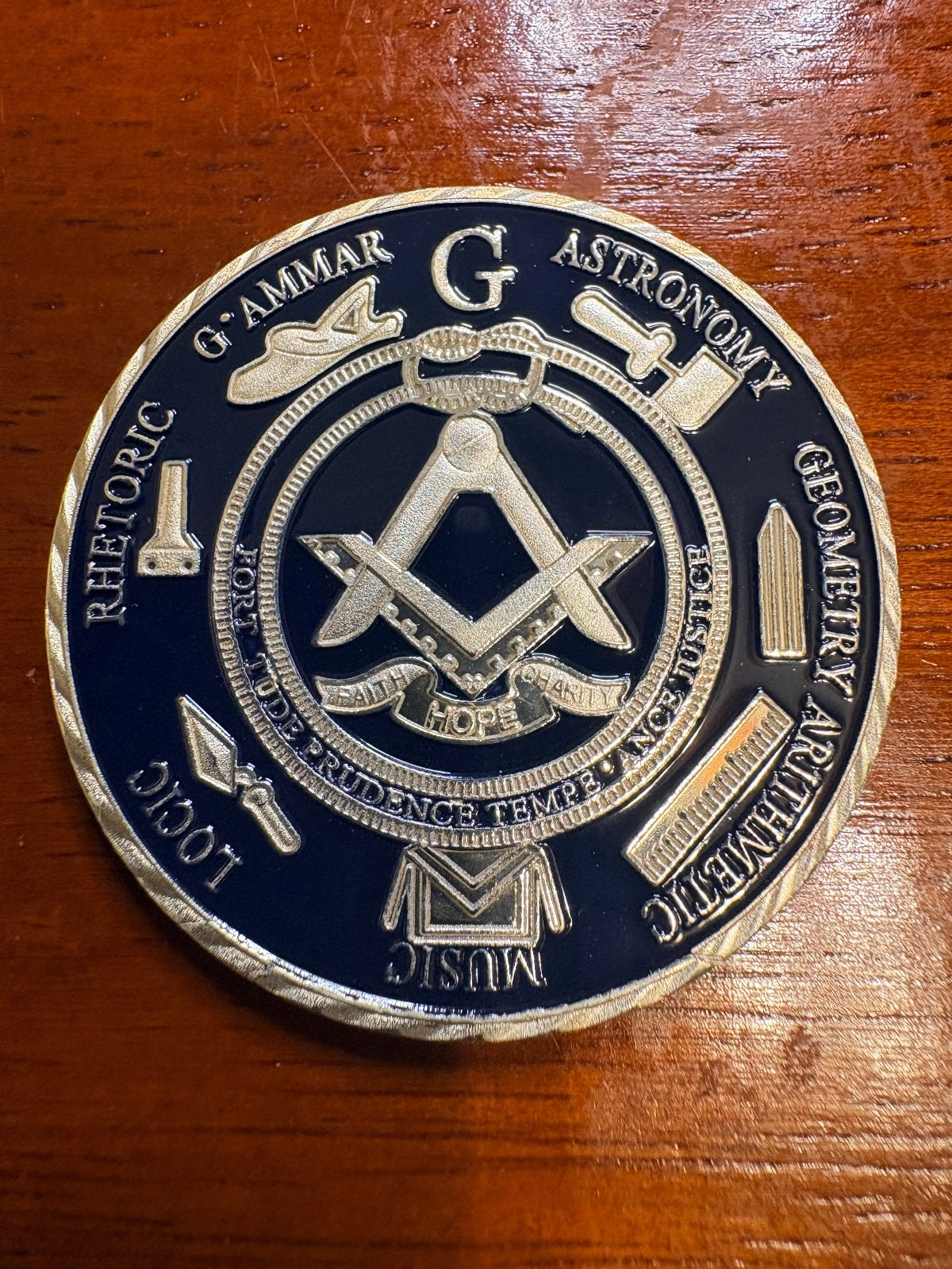 Masonic Challenge Coin – Brotherhood of Man, Blue Enamel — product photograph 2