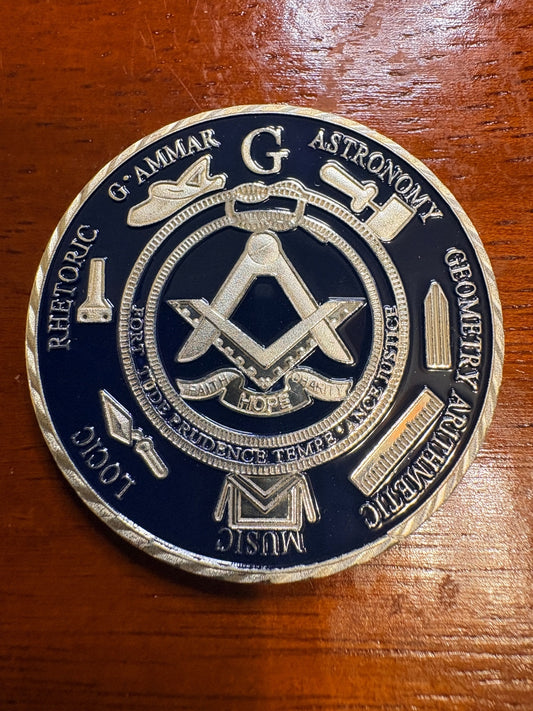 Masonic Challenge Coin – Brotherhood of Man, Blue Enamel — product photograph 2