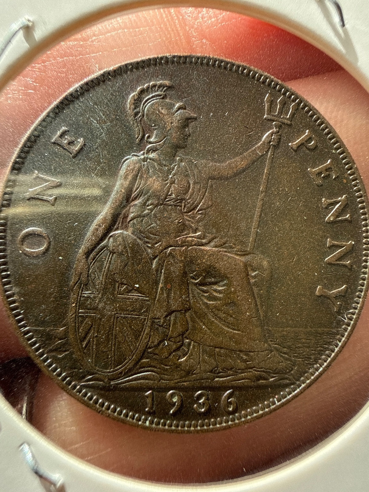 1936 Great Britain Penny – Toned Coin — product photograph 2