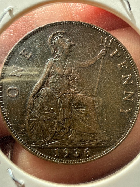 1936 Great Britain Penny – Toned Coin — product photograph 2