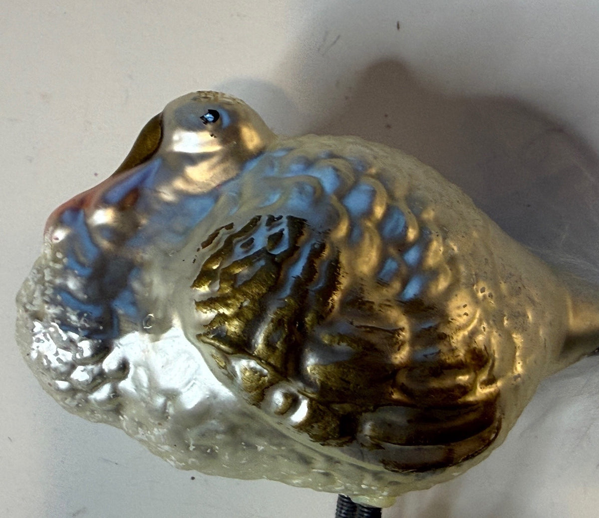 Vintage German Glass Turkey Ornament Clip-On Feather Tail 1950s – alternate product view 2 of 11