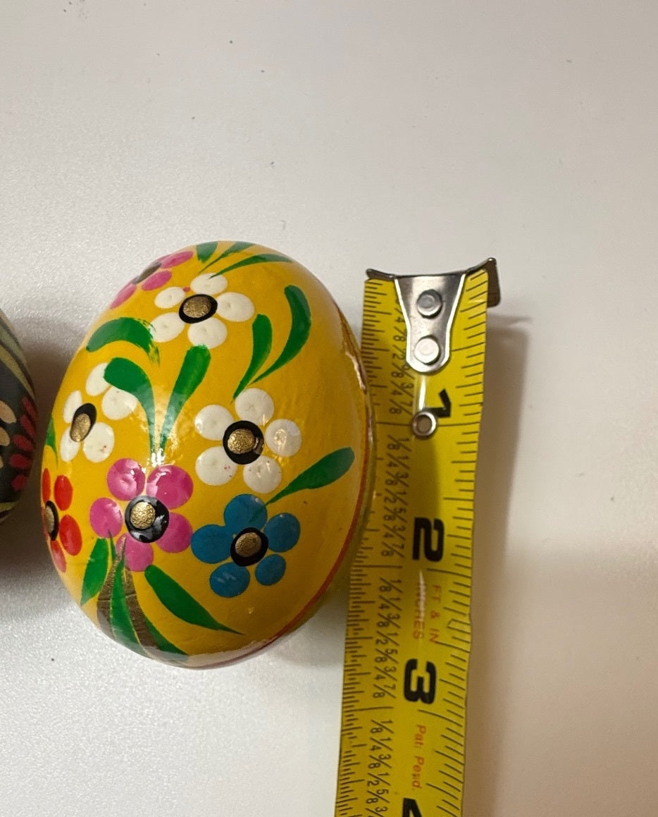 Vintage Kashmiri Papier Mache Floral Eggs Hand Painted India Set of 2 – alternate product view 7 of 8