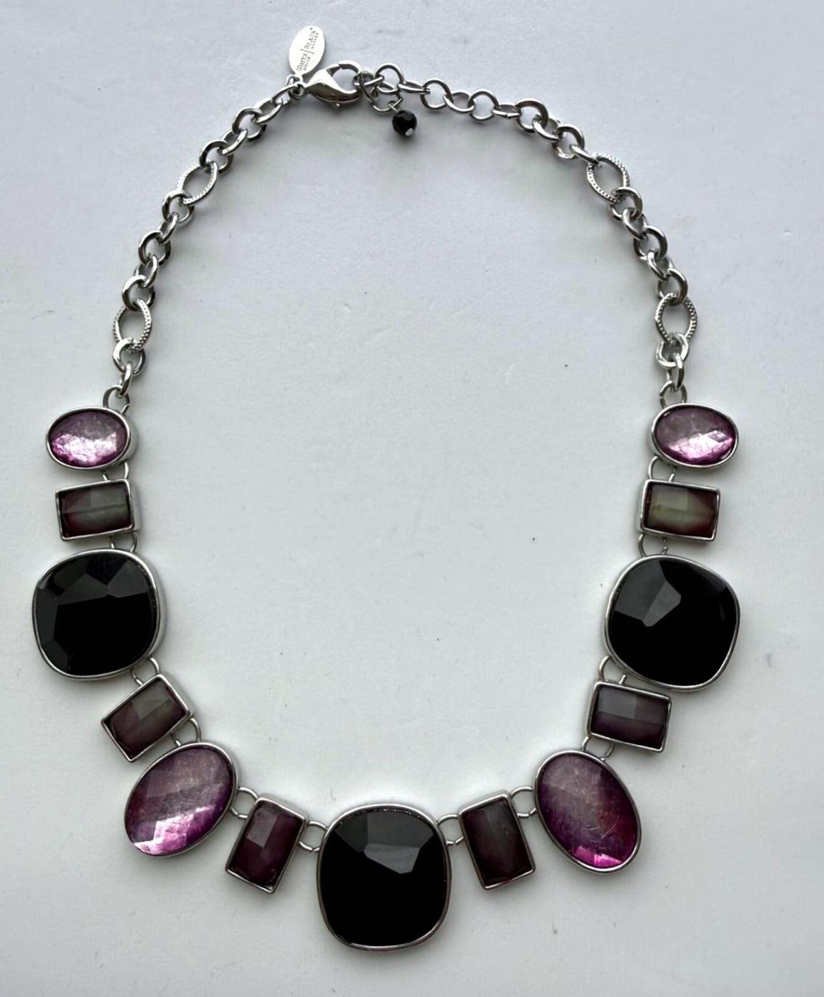 White House Black Market Purple & Black Faceted Statement Necklace WHBM