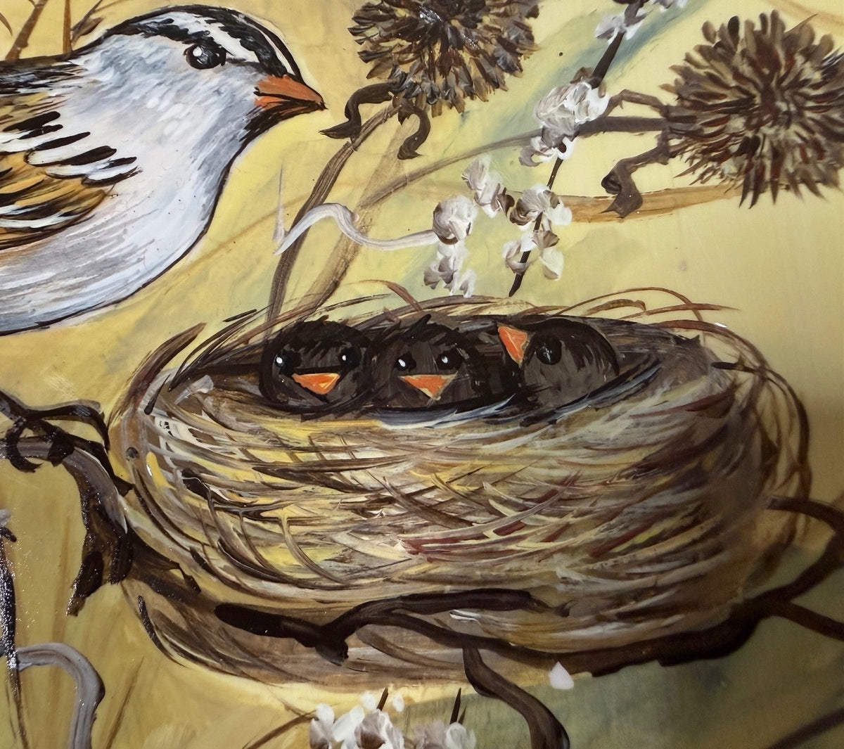 Hand Painted Songbird Nest Chicks Plate Signed Lois Elaine Benda 9” – alternate product view 4 of 8
