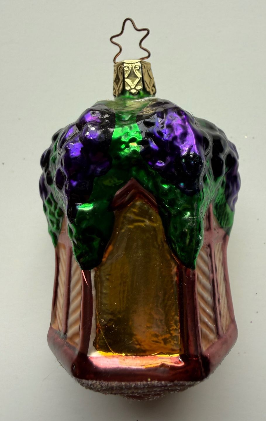 Vintage Germany Blown Glass Grapes Trellis Christmas Ornament Wine Vineyard