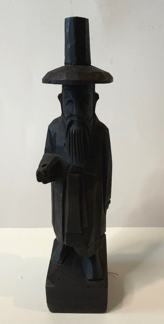 Vintage Hand Carved Wood Folk Art Bearded Man Puritan Colonial Figure 10”