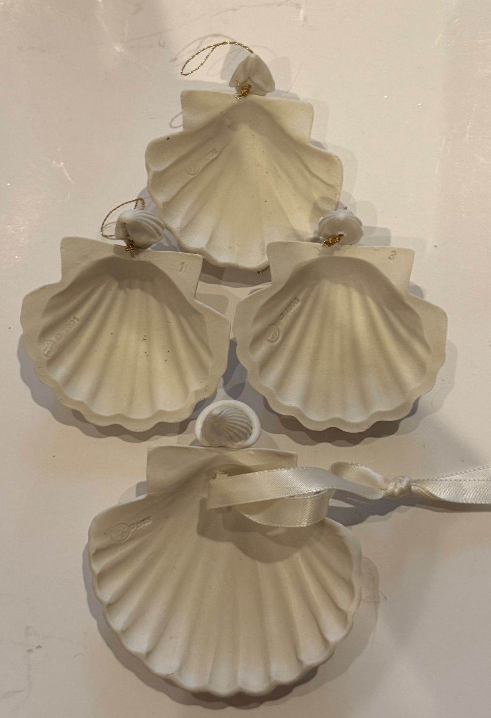 Margaret Furlong Shell Angel Ornaments Lot of 4 Bisque Porcelain 1984-1998 – alternate product view 13 of 14