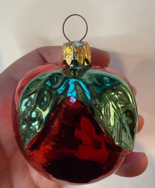 2 Vintage West Germany Glass Fruit Christmas Ornaments Apple Pear – alternate product view 2 of 9