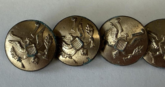 Lot of 7 Vintage Brass U.S. Eagle Uniform Buttons Military Great Seal Shank Back